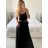 Šaty dlhé elegantné na ramienka dámske (38/40 ONE SIZE) TALIANSKA MÓDA IMPES24LONG/DU -   čierna
 -   M / L
