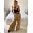 Nohavice dlhé oversize elegantné s opaskom dámske (S/M/L ONE SIZE) TALIANSKA MODA IM3244008/DU -   čierna
 -   M / L