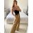 Nohavice dlhé oversize elegantné s opaskom dámske (S/M/L ONE SIZE) TALIANSKA MODA IM3244008/DU -   čierna
 -   M / L
