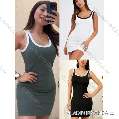 Šaty krátke letné na ramienka dámske (S/M/L ONE SIZE) TALIANSKA MÓDA IMM24M55577/DUR S / M čierna