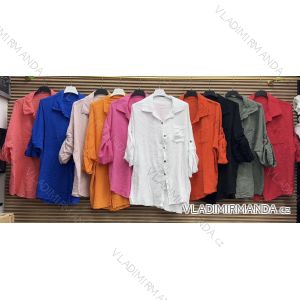 Košeľa letný dlhý rukáv dámska mušelín (S/M/L ONE SIZE) TALIANSKA MÓDA IMWAH24656