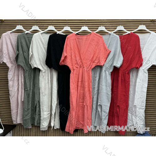 Šaty mušelín krátky rukáv dámske (S/M/L ONE SIZE) TALIANSKA MÓDA IMWAH24659