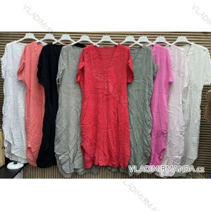 Šaty letné oversize mušelín krátky rukáv dámske (S/M/L ONE SIZE) TALIANSKA MÓDA IMWAH24663