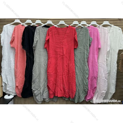 Šaty letné oversize mušelín krátky rukáv dámske (S/M/L ONE SIZE) TALIANSKA MÓDA IMWAH24663