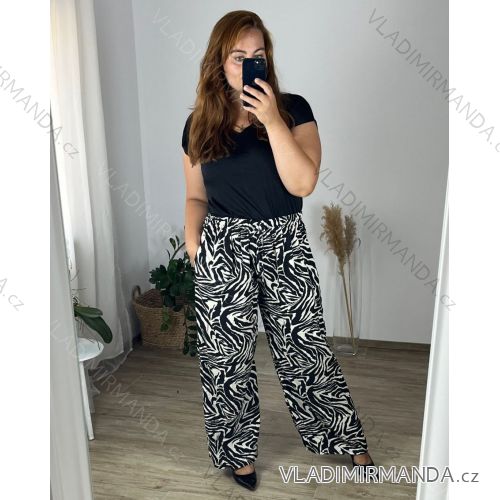 Nohavice letní  dlhé dámske nadrozmer (S/M/L/XL/2XL) TALIANSKA MÓDA IMWEC24ALEK-1/DUR -   čierna -   L/XL