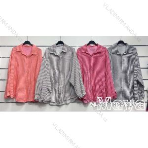 Košeľa oversize dlhý rukáv dámska prúžok mušelín (42/44/46 ONE SIZE) TALIANSKA MÓDA IMWMY24692