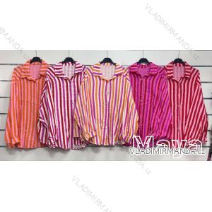 Košeľa oversize dlhý rukáv dámska prúžok mušelín (42/44/46 ONE SIZE) TALIANSKA MÓDA IMWMY24693