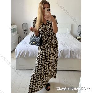 Šaty dlhé letné krátky rukáv dámske (S/M ONE SIZE) TALIANSKA MóDA IM323101-5/DU