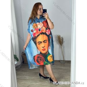 Šaty dlhé košeľové 3/4 dlhý rukáv dámske nadrozmer (56/58 ONE SIZE) TALIANSKA MÓDA IMWGS24535-A/DR