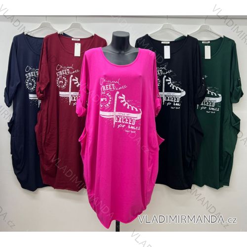 Šaty voľnočasové dlhý rukáv dámske nadrozmer (54/56 ONE SIZE) TALIANSKA MóDA IM424496