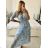 Šaty elegantné šifonové dlhý rukáv dámske (S / M.ONE SIZE) TALIANSKÁ MÓDA IMM24M2372-3/DU