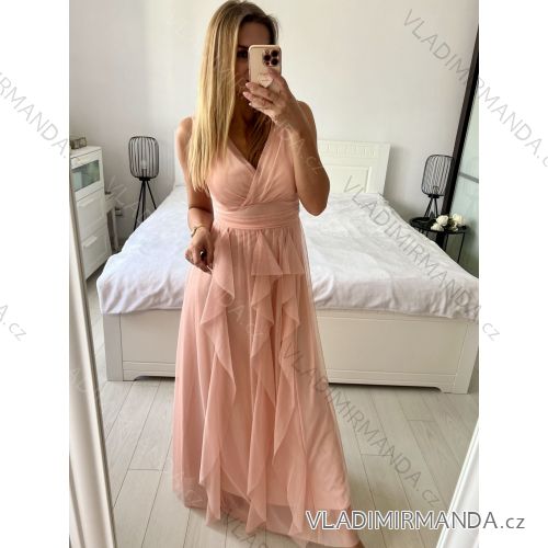Šaty dlhé spoločenské bez rukávov dámske (S/M ONE SIZE) TALIANSKA MÓDA IMPSH2420023