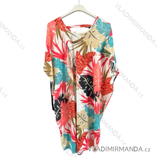 Šaty krátky rukáv dámske nadrozmerné (L-6XL) Poľská Móda PMF24SUMMER-1/DR 5XL červená