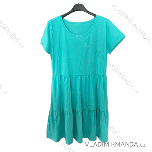 Šaty letní krátký rukáv bavlněné volnočasové dámské (S/M ONE SIZE) ITALSKá MóDA IMM24M19844/DR S / M tyrkysová