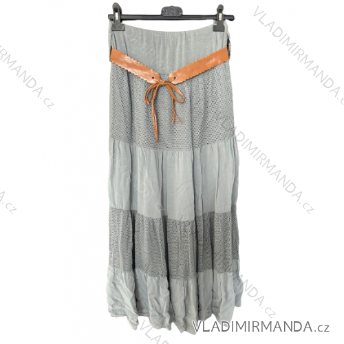 Sukňa dlhá s čipkou dámska (S/M/L ONE SIZE) TALIANSKA MÓDA IMWDA24334/DU M / L šedá