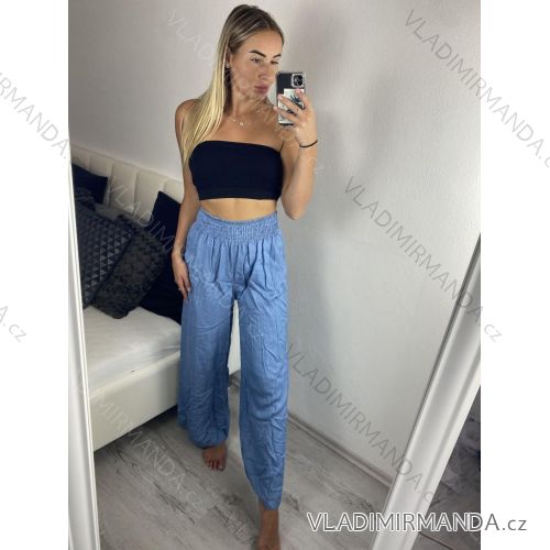 Nohavice letné riflové dámske (S/M ONE SIZE) TALIANSKA MóDA IM724100/DU