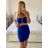 Šaty krátké bez rukávu dámské (S/M ONE SIZE) ITALSKÁ MÓDA IMPSH243565/DU S / M modrá kráľovská
