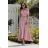 Šaty dlhé elegantný letný krátky rukáv dámske nadrozmer (36-46 ONE SIZE) POLSKÁ MÓDA PMLEL24ROSA