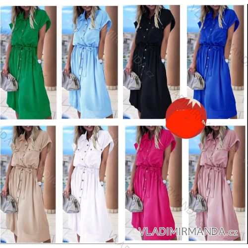 Šaty košeľové krátky rukáv dámske (M/L/XL ONE SIZE) TALIANSKA MÓDA IMWB23816