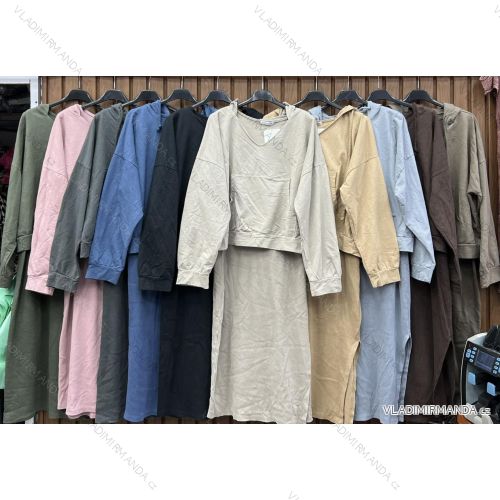 Súprava mikina dlhý rukáv a sukňa dámska (S/M/L ONE SIZE) TALIANSKA MÓDA IMWH24028