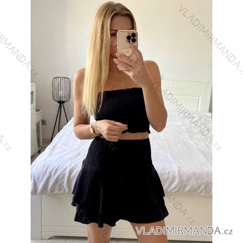 Sukňa s kraťasmi krátka dámska (S/M ONE SIZE) TALIANSKA MÓDA IMD23169/DUR -   čierna
 -   S / M