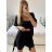 Súprava letná tunika a kraťasy dámska (S/M/L ONE SIZE) TALIANSKA MÓDA IMWAH24600/DU - Čierna - M/L