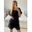 Súprava letná tunika a kraťasy dámska (S/M/L ONE SIZE) TALIANSKA MÓDA IMWAH24600/DU - Čierna - M/L