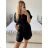 Súprava letná tunika a kraťasy dámska (S/M/L ONE SIZE) TALIANSKA MÓDA IMWAH24600/DU - Čierna - M/L