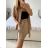 Súprava letná tunika a kraťasy dámska (S/M/L ONE SIZE) TALIANSKA MÓDA IMWAH24600/DU - Čierna - M/L