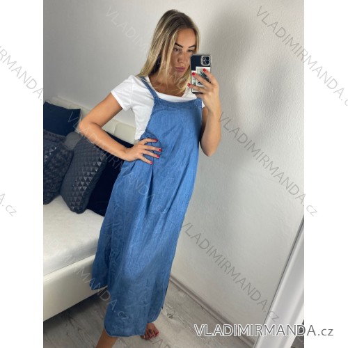 Šaty letné dlhé na ramienka s tričkom dámske (S / M ONE SIZE) TALIANSKÁ MÓDA IMSM24RIMINA/DUR -   tmavo modrá -   S / M