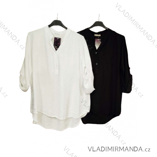 Tunika bavlněná 3/4 košilová dlouhý rukáv dámská nadrozměr (48/50 ONE SIZE) ITALSKá MODA IM7246236/DUR - čierna
- 48/50