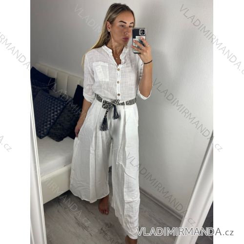 Nohavice letné s opaskom dámske (S/M/L ONE SIZE) TALIANSKA MóDA IMSM24042