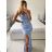 Šaty dlhé spoločenské na ramienka dámske (S/M ONE SIZE) TALIANSKA MÓDA IMPSH246539 Čierna S/M