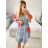 Šaty krátke letné krátky rukáv dámske (S/M/L ONE SIZE) TALIANSKA MÓDA IMM24M12630/DUR M / L modrá