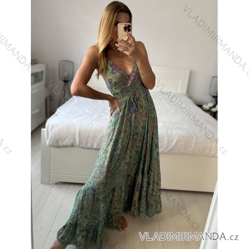 Šaty letné na ramienka dámske (S/M ONE SIZE) INDICKÁ MÓDA IMPEM22G69-2/DUR