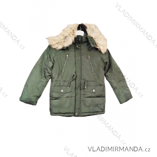 Bunda zimná detská dorast chlapčenská (116-140) POĽSKÁ MÓDA HKW21NH9592/D/60 khaki 116-140 / 6-10 rokov