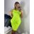 Šaty klasik neón krátky rukáv dámske (S/M ONE SIZE) TALIANSKA MÓDA IMM24M148727/DU -   žlutá neon -   S / M