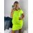 Šaty klasik neón krátky rukáv dámske (S/M ONE SIZE) TALIANSKA MÓDA IMM24M148727