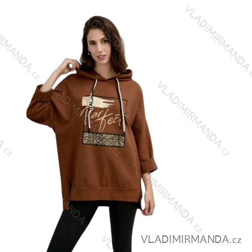 Mikina jarná s kapucňou 3/4 dlhý rukáv dámska (S/M ONE SIZE) TALIANSKA MÓDA IMPLI2495086