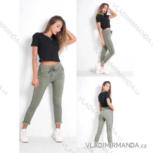 Kalhoty strečové mačkáče dámské (S/M/L ONE SIZE) ITALSKÁ MÓDA IMPLI248162
