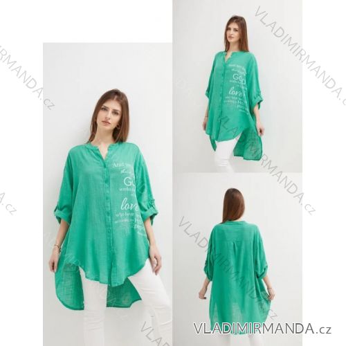 Tunika predĺžená košeľová 3/4 dlhý rukáv dámska (S/M ONE SIZE) TALIANSKA MÓDA IMPLI2420002