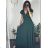 Šaty dlhé elegantné letné s rukávom s volánikmi dámske (S/M ONE SIZE) TALIANSKA MÓDA IM423LAILA béžová