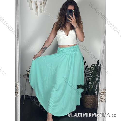 Sukňa dlhá dámska nadrozmer (46/48/50 ONE SIZE) TALIANSKA MÓDA IMD24221 modrá mintova 46/48/50