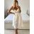 Šaty letné boho krajkové na ramienka dámske (S/M ONE SIZE) TALIANSKA MÓDA IMPEM231202/DU S / M biela