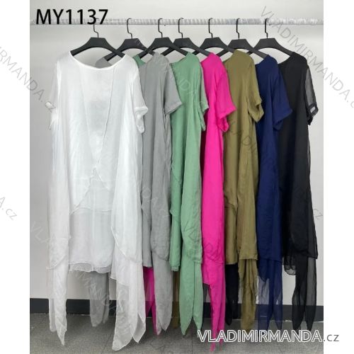 Šaty dlhé letné krátky rukáv dámske (42/44/46/48/50 ONE SIZE) TALIANSKA MÓDA IMPMY241137