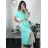 Šaty letné košeľové s opaskom krátky rukáv dámske (S/M/L ONE SIZE) TALIANSKA MóDA IM424486/DR modrá mintova M / L