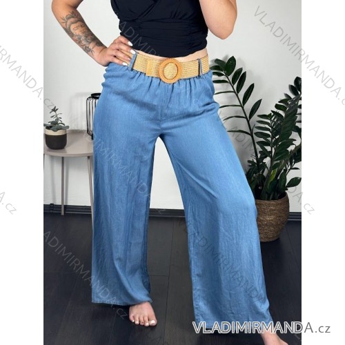 Kalhoty letní riflové dámské (S/M ONE SIZE) ITALSKá MóDA IM723100/DU S/M svetlo modrá