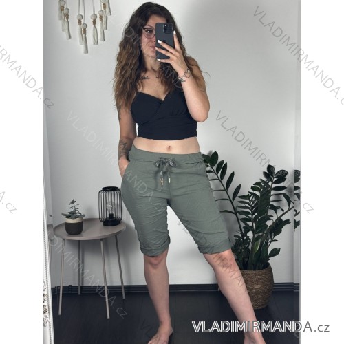 Kraťasy strečové dámske (S/M/L ONE SIZE) TALIANSKA MÓDA IMWA24412/DU Khaki S/M