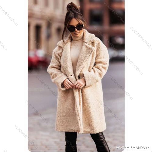 Kabát teddy dlhý rukáv dámsky (S/M ONE SIZE) TALIANSKA MÓDA IMWBL24058