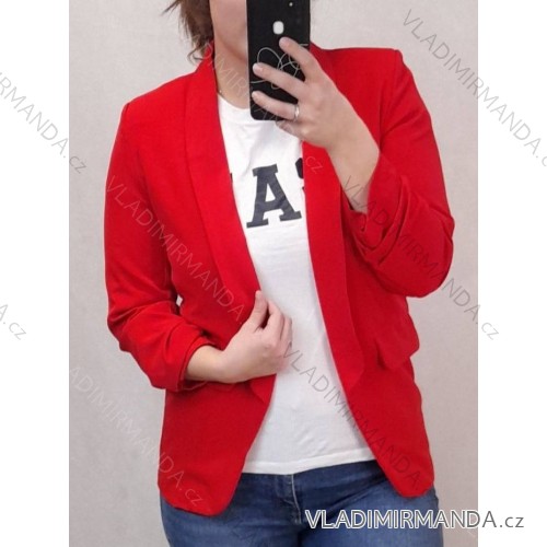 Sako tenké jarné dlhý rukáv dámske (S / M ONE SIZE) TALIANSKÁ MÓDA IMD21755/DR S/M červená